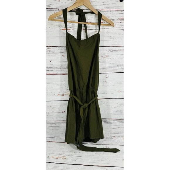 Shein Army Green Romper Open Back Halter Style Tie Waist Teen Sz Large 1 Piece - Picture 2 of 10